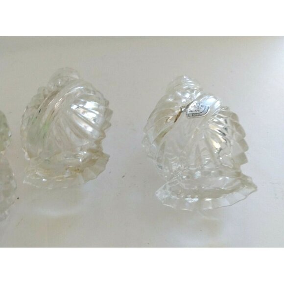 Vintage Bohemia Glass Crystal Salt and Peppers with Crystal Glass lids and Stand - Picture 11 of 12
